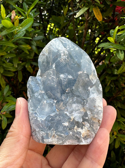 Polished Celestite Cluster, Celestite Geode Free Shape w. Druse, Standing Celestite Healing Crystal 2-3.5", Pick a Weight