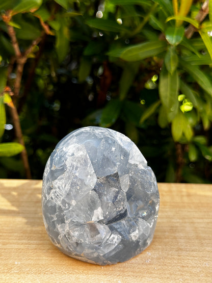 Polished Celestite Cluster, Celestite Geode Free Shape w. Druse, Standing Celestite Healing Crystal 2-3.5", Pick a Weight