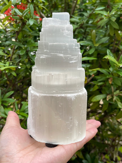 Selenite Skyscraper Lamp, 6" Tall Selenite Crystal Tower Lamps, Wholesale Bulk Lot