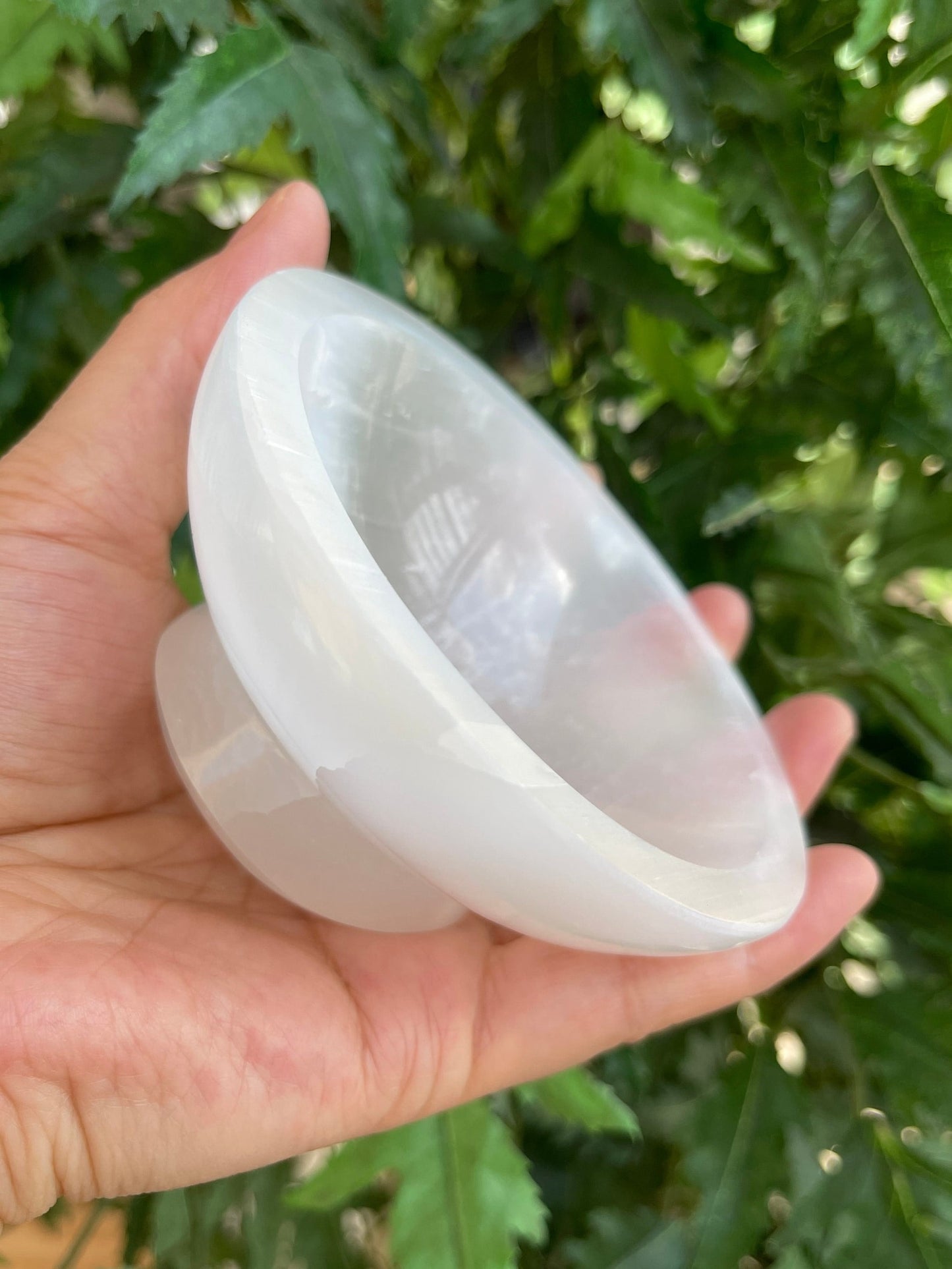 Gemstone Carved - 4" Diameter Selenite Crystal Polished Charging Bowl With Pedestal, Selenite Bowl On Stand