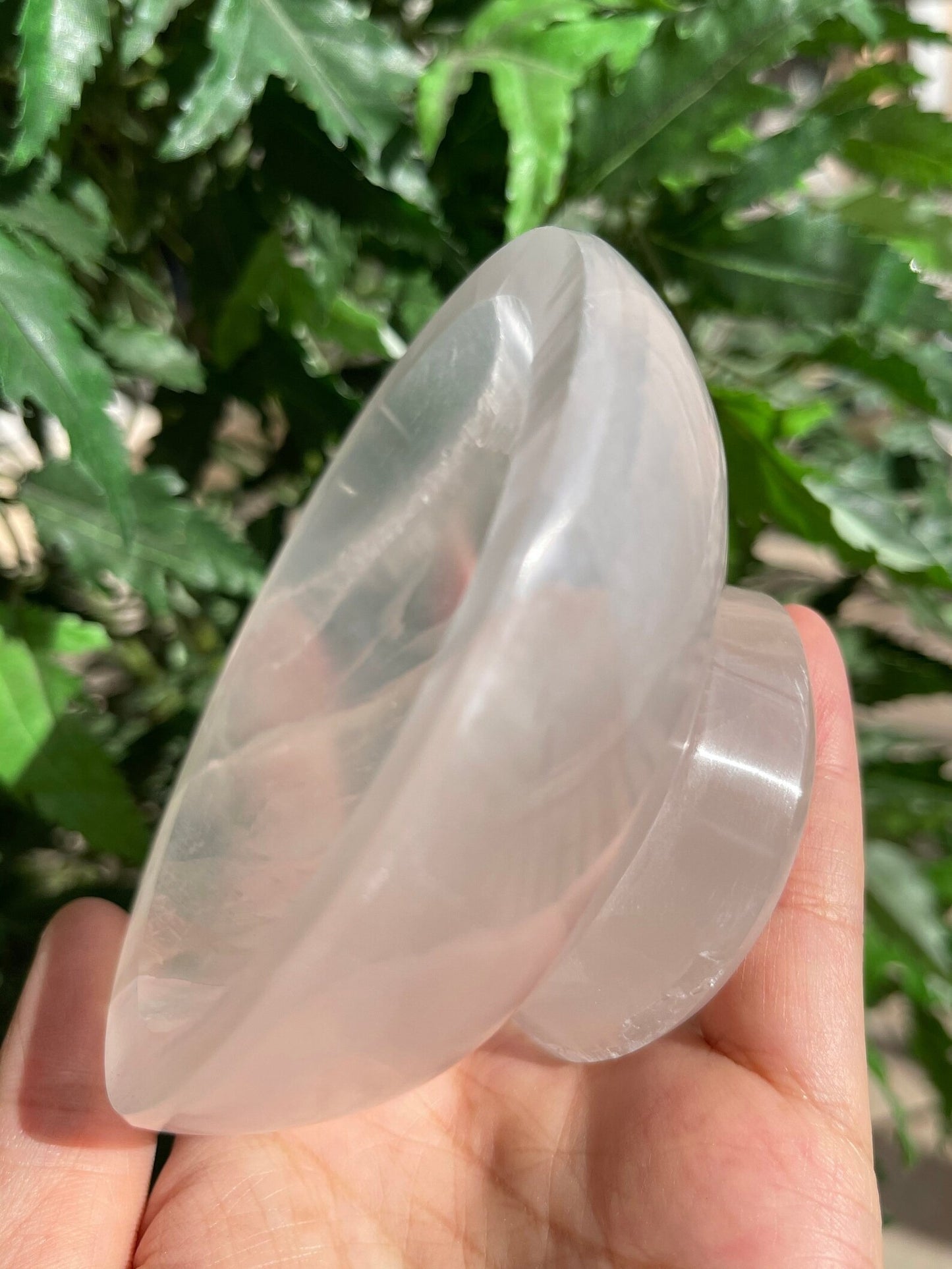 Gemstone Carved - 4" Diameter Selenite Crystal Polished Charging Bowl With Pedestal, Selenite Bowl On Stand