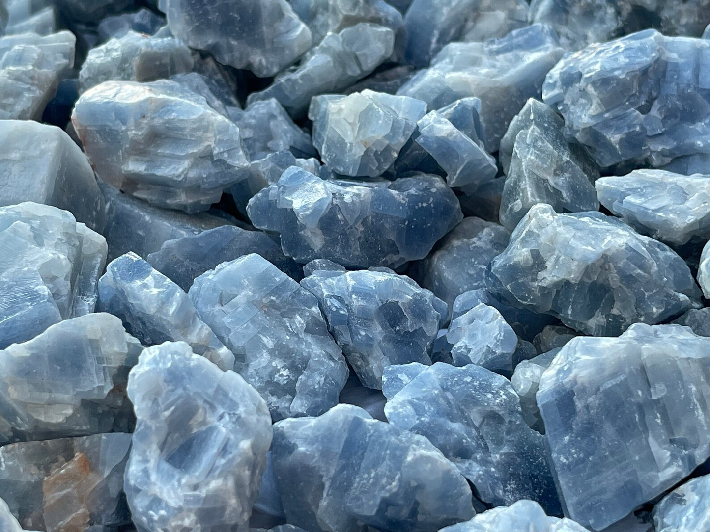 Grade A+ Blue Calcite Rough Natural, 1.5 - 2" Blue Calcite, Wholesale Bulk Lot