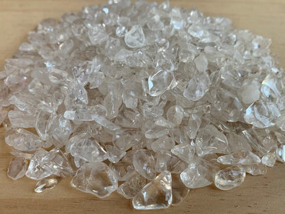 Clear Quartz Semi Tumbled Gemstone Mini Chips 5 - 10 mm, Wholesale Bulk Lot