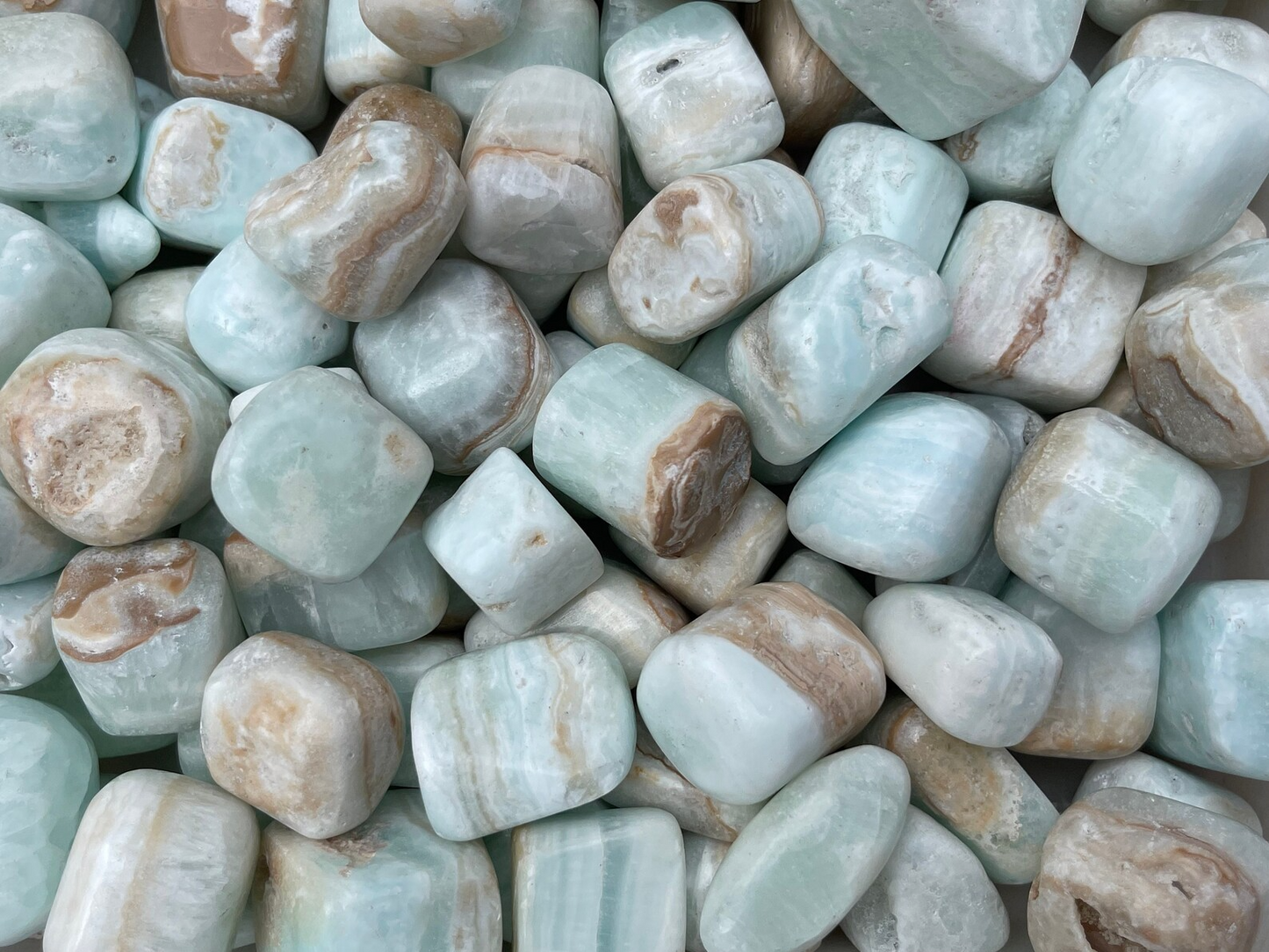 Grade A++ Caribbean Calcite Tumbled Stones, 1-1.5 Inch Tumbled Caribbean Calcite