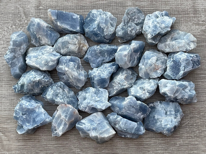 Grade A+ Blue Calcite Rough Natural, 1.5 - 2" Blue Calcite, Wholesale Bulk Lot