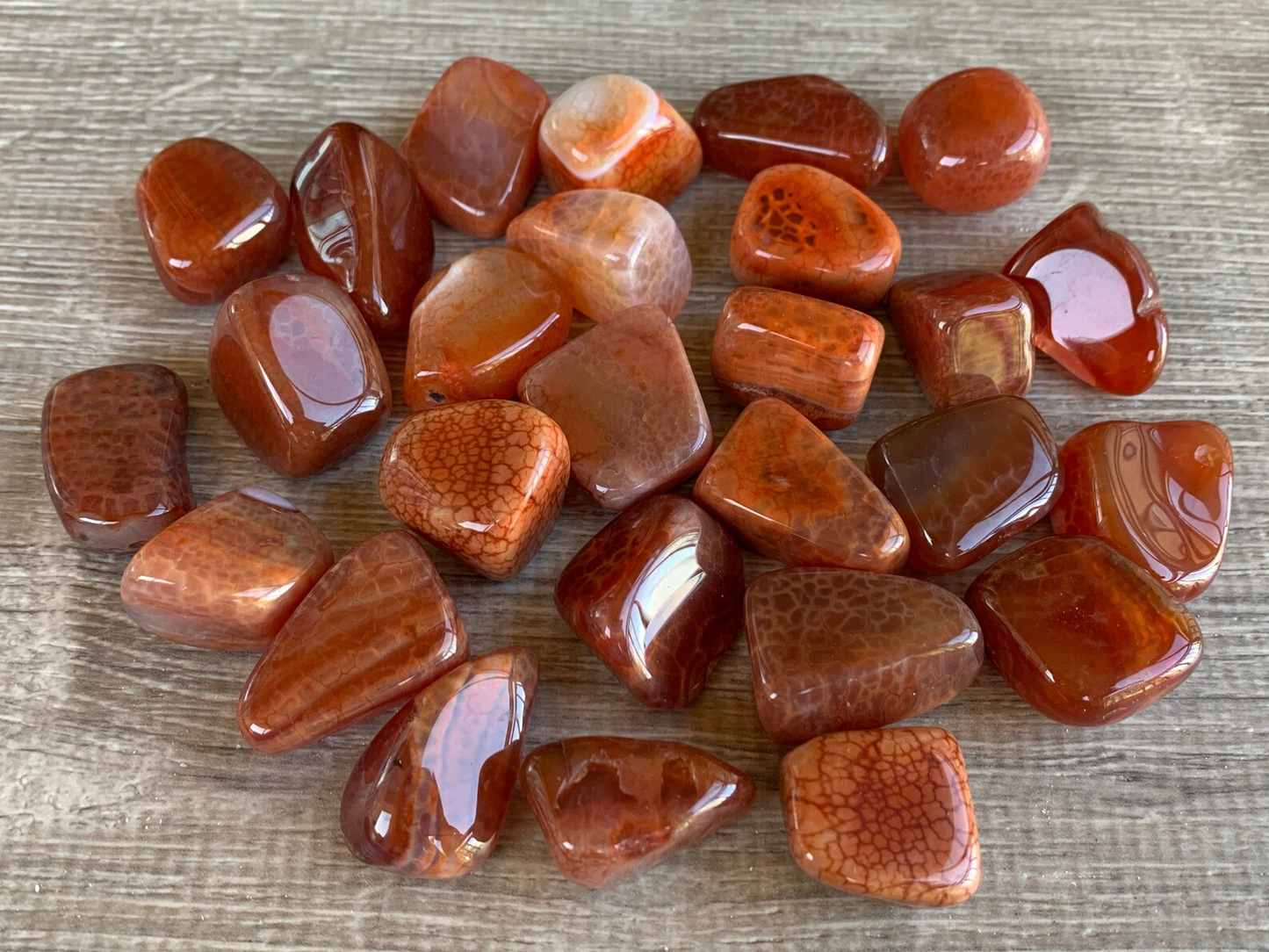 Grade A++ Fire Agate Tumbled Stones, 0.75"-1.25" Fire Agate Polished Stone, Wholesale Bulk Lot