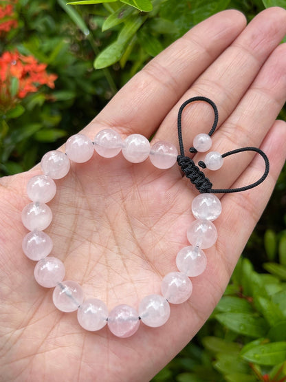 Grade A++ Rose Quartz Crystal Adjustable Bead Bracelet 10mm,Genuine Bracelet