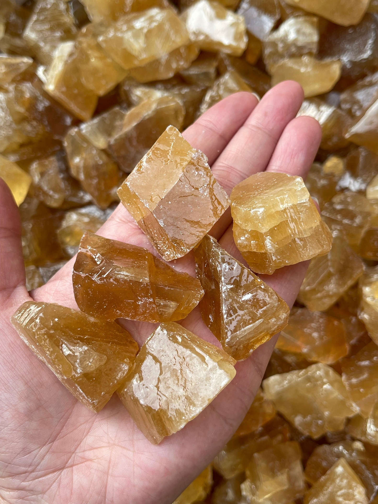 Grade A+ Honey Calcite Rough Natural, 1 - 2" Honey Calcite, Wholesale Bulk Lot