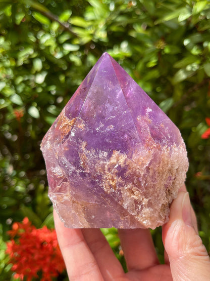 XL Amethyst Top Polished Point – Natural Rough Amethyst Cut Base Crystal, Healing & Protective Stone, Meditation & Décor
