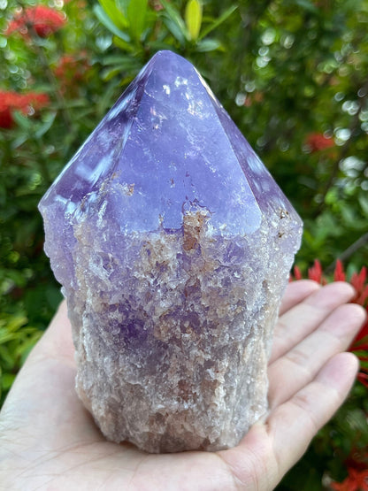 XL Amethyst Top Polished Point – Natural Rough Amethyst Cut Base Crystal, Healing & Protective Stone, Meditation & Décor