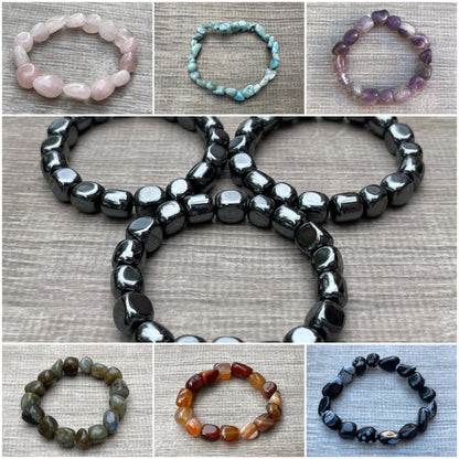 Wholesale Grade A++ Gemstone Nugget Bracelet, Choose from 18 Gemstone Types