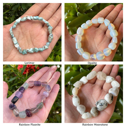 Wholesale Grade A++ Gemstone Nugget Bracelet, Choose from 18 Gemstone Types