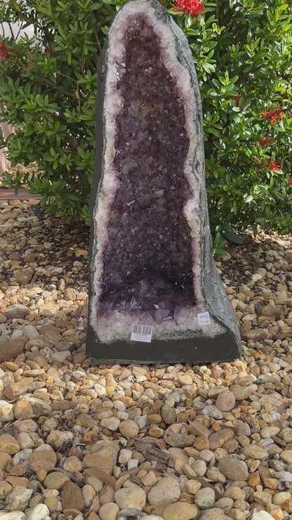 X-Large Deep Purple Amethyst Cathedral Geode - 99 lbs, 25" Tall Natural Amethyst Cluster | Raw Crystal Geode Display