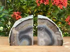 Grade A++ Natural Agate Bookends Pair, Agate Book Ends, Geode Bookends, Heavy Bookend Pair, Crystal Bookends, Bookshelf Decor, Home Decor