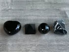 Black Obsidian Collection,4 Shapes of Black Obsidian(Heart,Pyramid,Sphere,Rough)