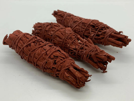 Dragon's Blood Sage Smudge Sticks – 4" Red Smudge Wands, California White Sage Coated with Dragon’s Blood Resin – Bulk Lot