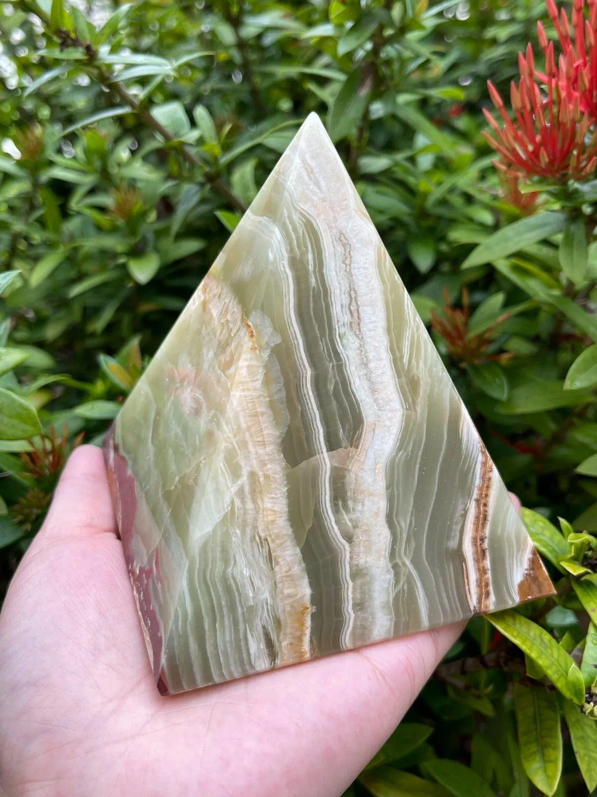 2" 3" & 4" Green Onyx Crystal Pyramid, Grade A ++Multi Green Marble Onyx Pyramid