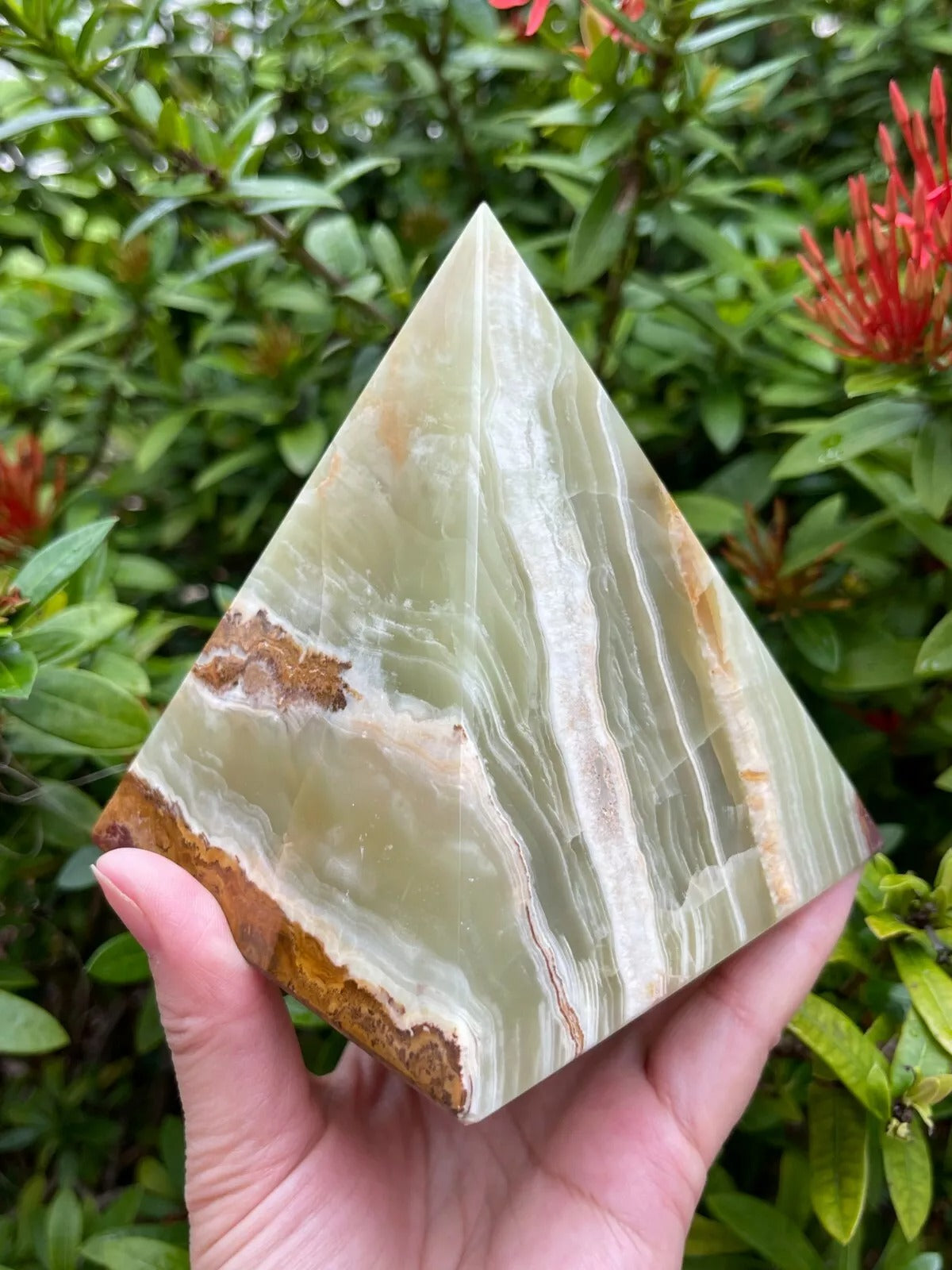 2" 3" & 4" Green Onyx Crystal Pyramid, Grade A ++Multi Green Marble Onyx Pyramid