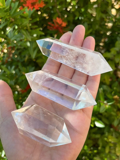 Premium Clear Quartz Six-Sided Polished Double Terminated Points, Pick A Weight