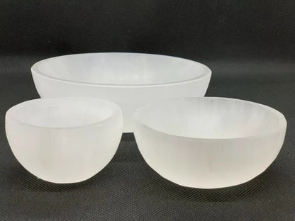 Gemstone Carved - 2", 3", 4", 6" & 8" Diameter SELENITE Crystal Polished Charging Bowl