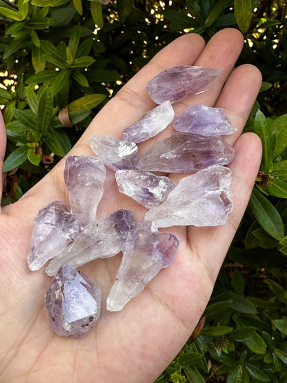 0.5" - 1.25" Brazilian Rough Amethyst Point, Raw Healing Crystals, Bulk Lot