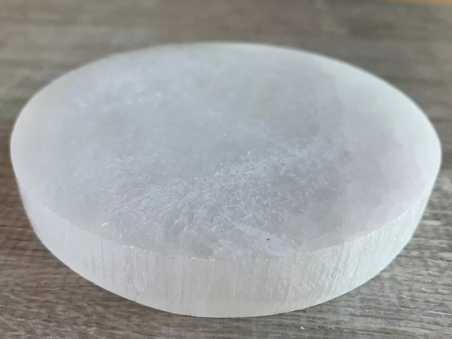 Polished 3", 4", 6" Selenite Circle Charging Plate for Crystal Cleansing, Crystal Grid Layout, Energy Charging & Lurification