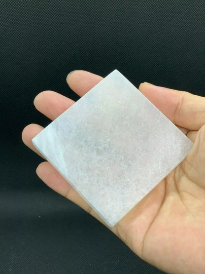 Polished 3", 4", 6" Selenite Square Charging Plate for Crystal Cleansing, Crystal Grid Layout, Energy Charging & Lurification