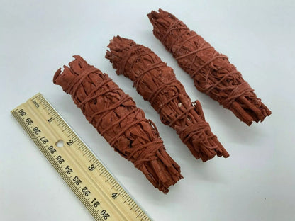 Dragon's Blood Sage Smudge Sticks – 4" Red Smudge Wands, California White Sage Coated with Dragon’s Blood Resin – Bulk Lot