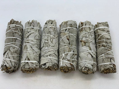 California White Sage Smudge Sticks, 4" Hand-Tied Smudge Bundles, Fresh Sage for Cleansing & Healing, Bulk Lot