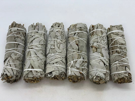 California White Sage Smudge Sticks, 4" Hand-Tied Smudge Bundles, Fresh Sage for Cleansing & Healing, Bulk Lot