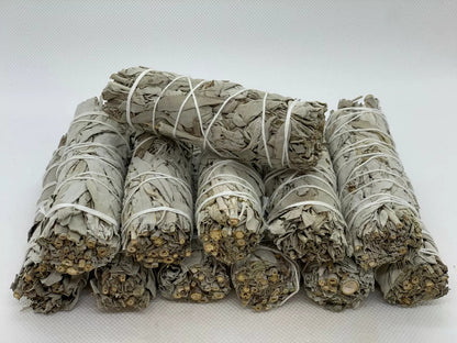 California White Sage Smudge Sticks, 4" Hand-Tied Smudge Bundles, Fresh Sage for Cleansing & Healing, Bulk Lot