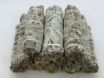California White Sage Smudge Sticks, 4" Hand-Tied Smudge Bundles, Fresh Sage for Cleansing & Healing, Bulk Lot
