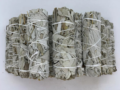 California White Sage Smudge Sticks, 4" Hand-Tied Smudge Bundles, Fresh Sage for Cleansing & Healing, Bulk Lot