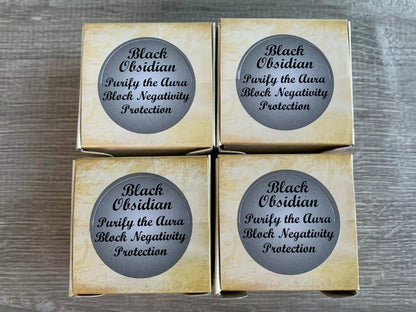 Black Obsidian Collection in 4 Shapes – Heart, Pyramid, Sphere, and Raw/Natural