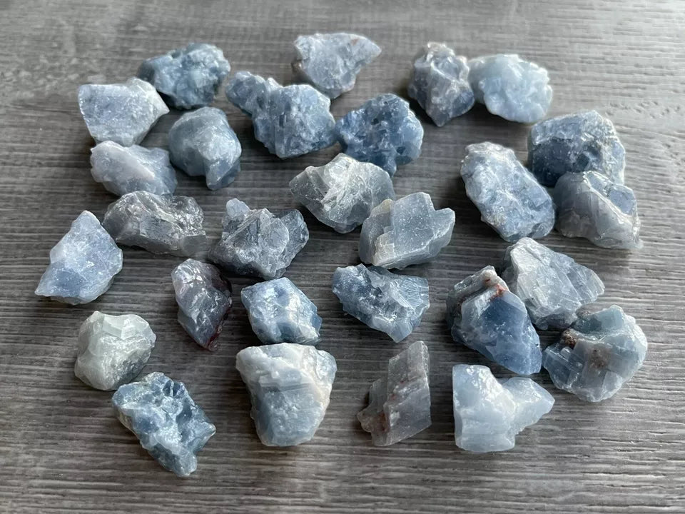 Small Blue Calcite Rough Stones, 0.75"-1.25" Raw Calcite Blue, Wholesale Bulk Lot