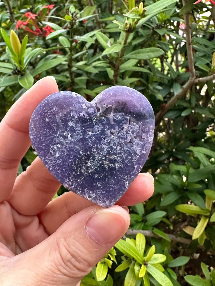 Large Grape Agate Heart, 2" Polished Grape Agate Heart, Grape Agate Palm Stone