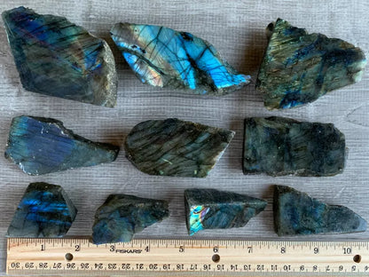 Natural Labradorite Slab, 1.25" - 5" High Flash Raw Labradorite, Pick a Size