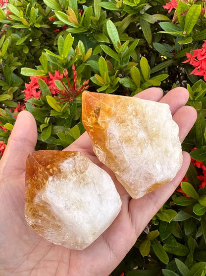 Standing Citrine Top Polished Rough Point, Deep Orange Citrine Crystal Cut Base