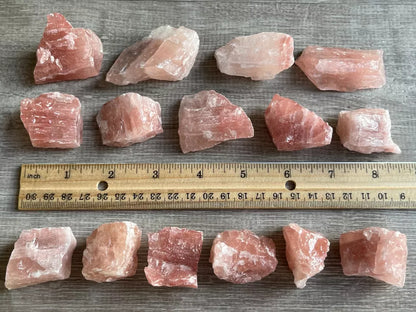 Strawberry Calcite, 1-2" Rough Natural Strawberry Calcite Stones, Wholesale Bulk