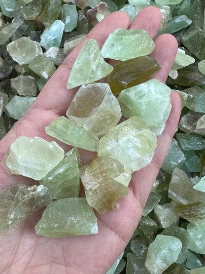 Small Green Calcite Rough Natural Stones, 0.5-1.25" Raw Calcite Green, Bulk Lot