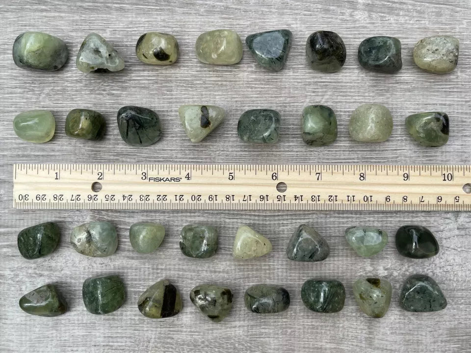 Prehnite With Rutile Tumbled Stones, 0.8-1" Tumbled Prehnite Stones, Bulk lots