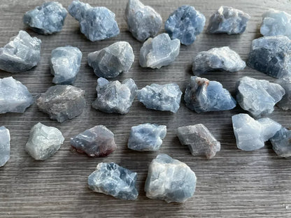 Small Blue Calcite Rough Stones, 0.75"-1.25" Raw Calcite Blue, Wholesale Bulk Lot