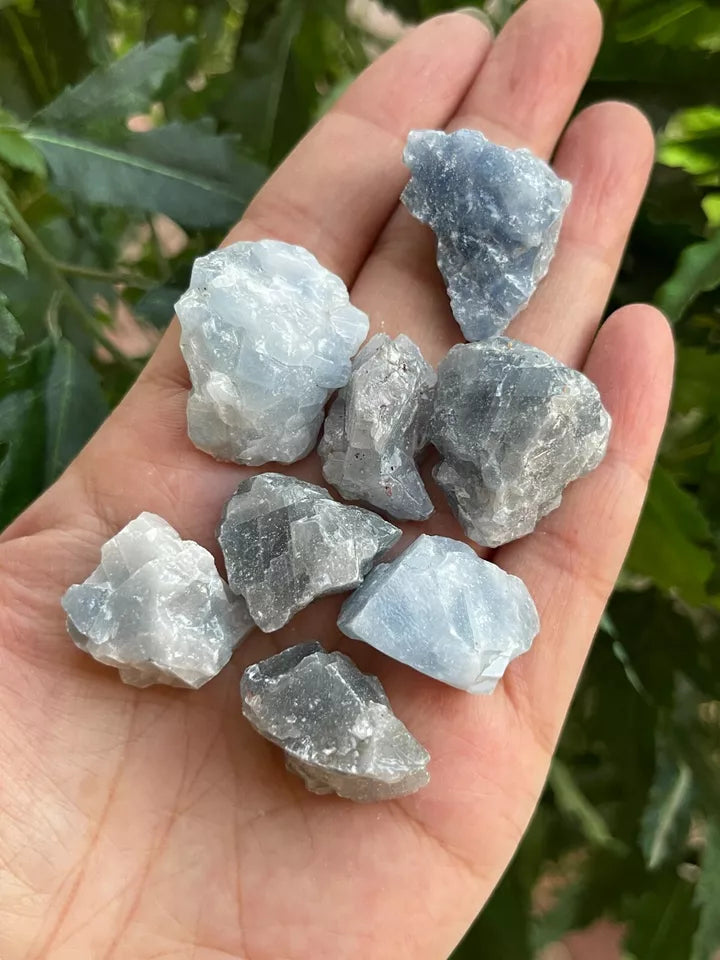 Small Blue Calcite Rough Stones, 0.75"-1.25" Raw Calcite Blue, Wholesale Bulk Lot