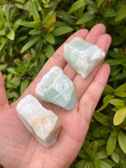 Rough Pistachio Calcite Stone, 1"-2" Raw Aqua Calcite Crystal, Wholesale Bulk