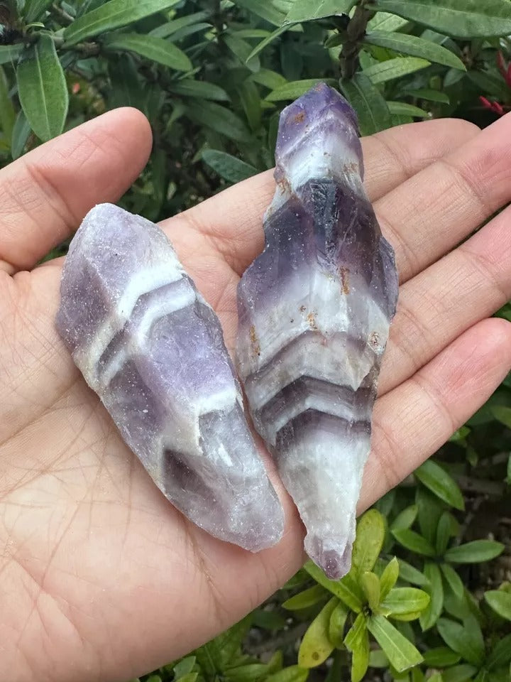 Grade A++ Chevron Amethyst Rough Stones, 2" - 3" Natural Chevron Amethyst Point