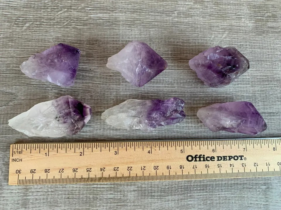 Brazilian Rough Amethyst Natural Point 1-2.25", Wholesale Bulk Lot