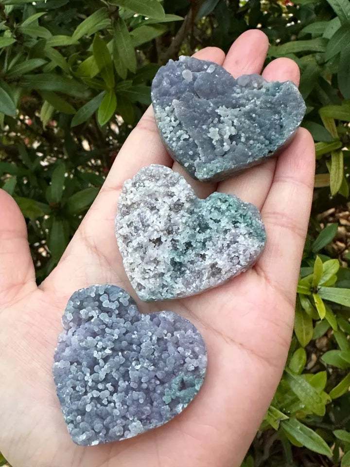 Large Grape Agate Heart, 2" Polished Grape Agate Heart, Grape Agate Palm Stone