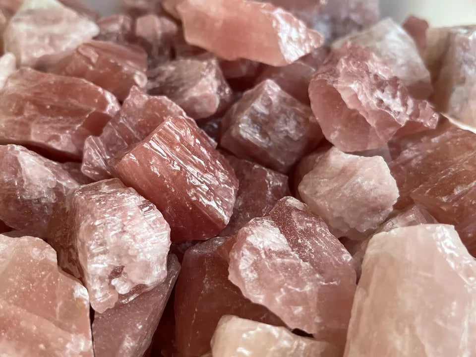 Strawberry Calcite, 1-2" Rough Natural Strawberry Calcite Stones, Wholesale Bulk