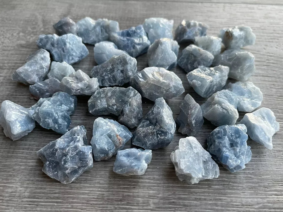 Small Blue Calcite Rough Stones, 0.75"-1.25" Raw Calcite Blue, Wholesale Bulk Lot