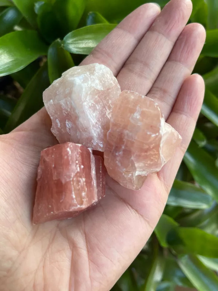 Strawberry Calcite, 1-2" Rough Natural Strawberry Calcite Stones, Wholesale Bulk